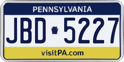 PA license plate JBD5227