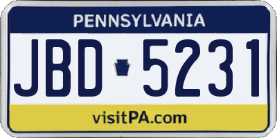 PA license plate JBD5231