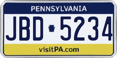 PA license plate JBD5234