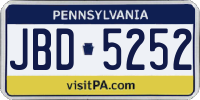 PA license plate JBD5252