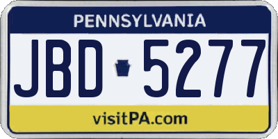 PA license plate JBD5277
