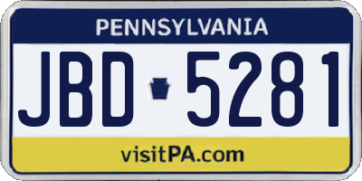 PA license plate JBD5281