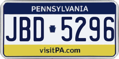 PA license plate JBD5296