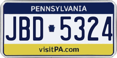 PA license plate JBD5324