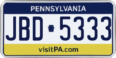 PA license plate JBD5333