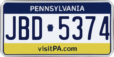 PA license plate JBD5374