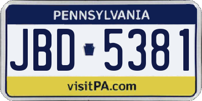 PA license plate JBD5381