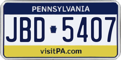 PA license plate JBD5407