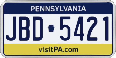 PA license plate JBD5421