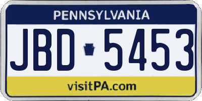 PA license plate JBD5453
