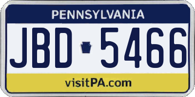 PA license plate JBD5466