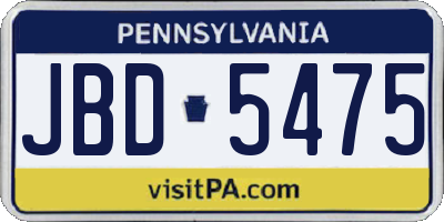PA license plate JBD5475