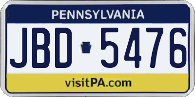 PA license plate JBD5476