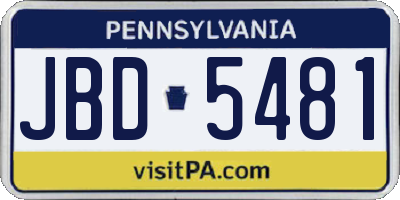 PA license plate JBD5481