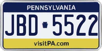 PA license plate JBD5522
