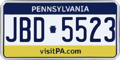 PA license plate JBD5523