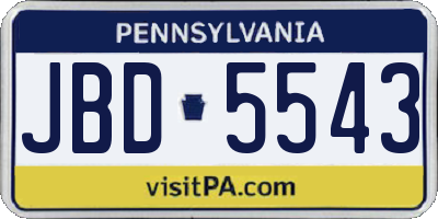 PA license plate JBD5543