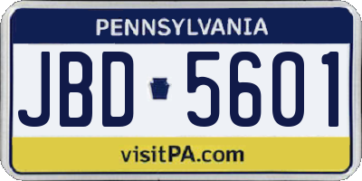 PA license plate JBD5601