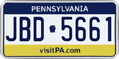 PA license plate JBD5661