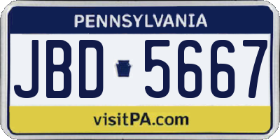 PA license plate JBD5667