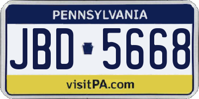PA license plate JBD5668