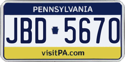 PA license plate JBD5670