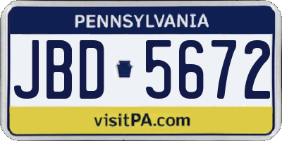 PA license plate JBD5672
