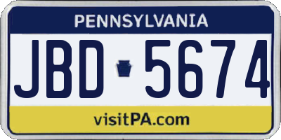 PA license plate JBD5674