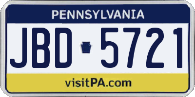 PA license plate JBD5721