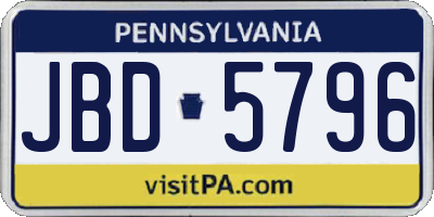 PA license plate JBD5796