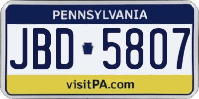 PA license plate JBD5807