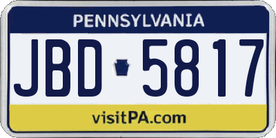 PA license plate JBD5817