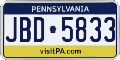 PA license plate JBD5833