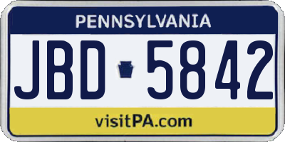 PA license plate JBD5842