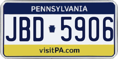 PA license plate JBD5906
