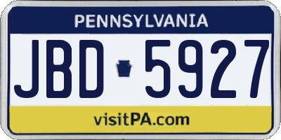 PA license plate JBD5927