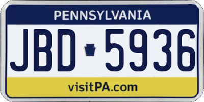 PA license plate JBD5936