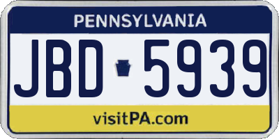 PA license plate JBD5939