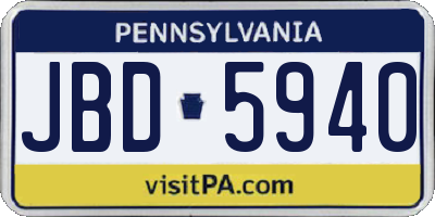 PA license plate JBD5940