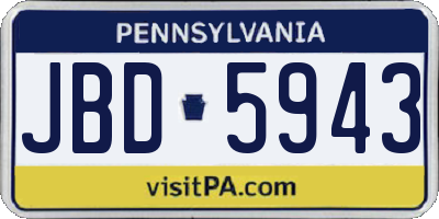 PA license plate JBD5943