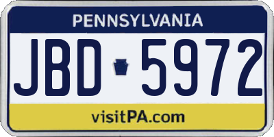 PA license plate JBD5972