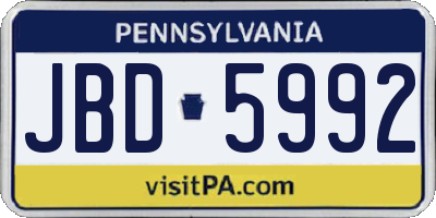 PA license plate JBD5992
