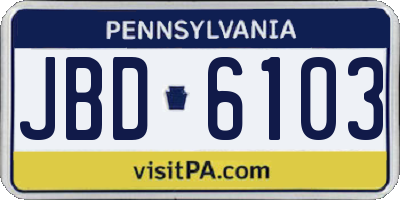 PA license plate JBD6103