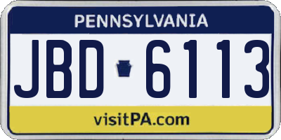 PA license plate JBD6113
