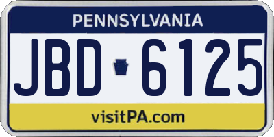 PA license plate JBD6125