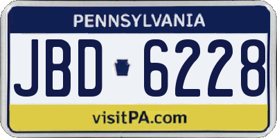 PA license plate JBD6228