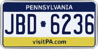 PA license plate JBD6236