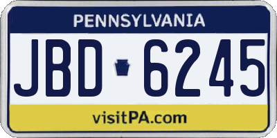 PA license plate JBD6245