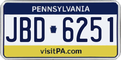 PA license plate JBD6251