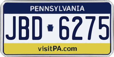 PA license plate JBD6275